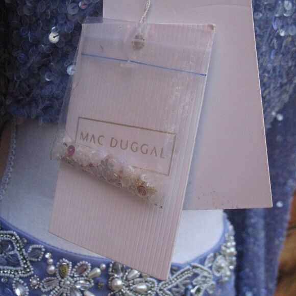 Mac Duggal 5745 Womens Sequined Faux Wrap Cut Out Puff Sleeve Gown Dress - Picture 10 of 16